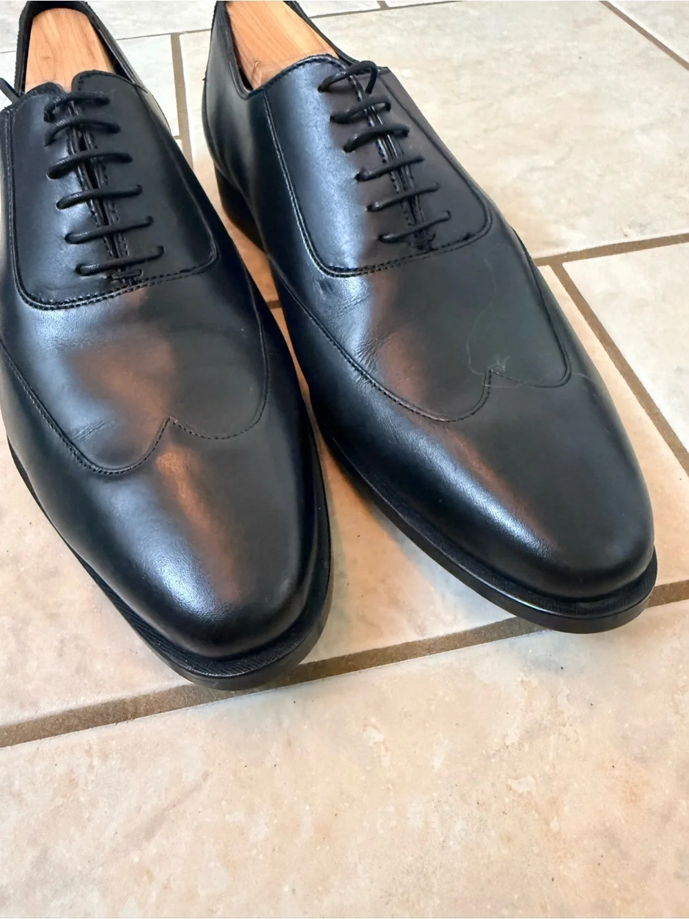 Zara Man Men’s Black Leather Wingtip Oxford Dress Shoes EU 43 US 10